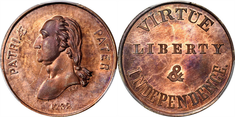 Circa 1858 Virtue, Liberty & Independence medal by Frederick C. Key. Musante GW-...