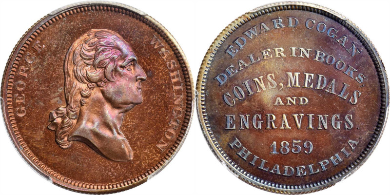 Circa 1859 Edward Cogan store card. Musante GW-243, Baker-527. Copper. MS-66 RB ...