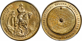 Circa 1859 Calendar medal by Peter Jacobus. Musante GW-302, Baker-387. Brass. Reeded edge. MS-62 (PCGS).

33.7 mm. 180.6 grains. Attractive golden b...
