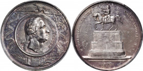 1861 Brown’s Equestrian Statue medal by George H. Lovett. Musante GW-312, Baker-317. Silver. MS-62 (PCGS).

50.3 mm. 702.7 grains. Generous brillian...
