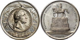 1861 Brown’s Equestrian Statue medal by George H. Lovett. Musante GW-312, Baker-317B. White Metal. MS-62 (PCGS).

50.3 mm. 662.0 grains. A very attr...