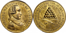 1883 Washington of Virginia medal. Massamore Restrike. Musante GW-352R, Baker-64C. Brass. MS-64 (PCGS).

34.3 mm. 561.7 grains. Lustrous light golde...