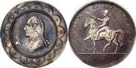 Circa 1862 Washington in Semicircles and Stars / Equestrian Andrew Jackson muling. Musante GW-553, Baker-226, DeWitt AJACK-H(4). Silver. MS-64 (PCGS)....