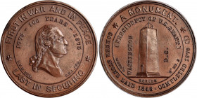1876 Washington Monument published by Isaac F. Wood. First reverse. Musante GW-833, Baker-321A, HK-Unlisted, socalleddollar.com-223. Bronze. MS-63 (PC...