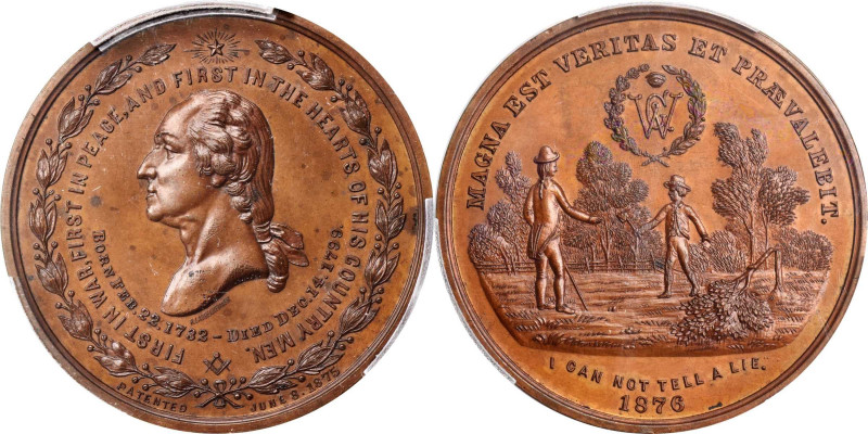 1876 Magna Est Veritas medal by Robert Laubenheimer. Musante GW-861, Baker-292B....