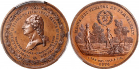 1876 Magna Est Veritas medal by Robert Laubenheimer. Musante GW-861, Baker-292B. Bronze. SP-64 (PCGS).

50.5 mm. Light reddish mahogany brown with s...