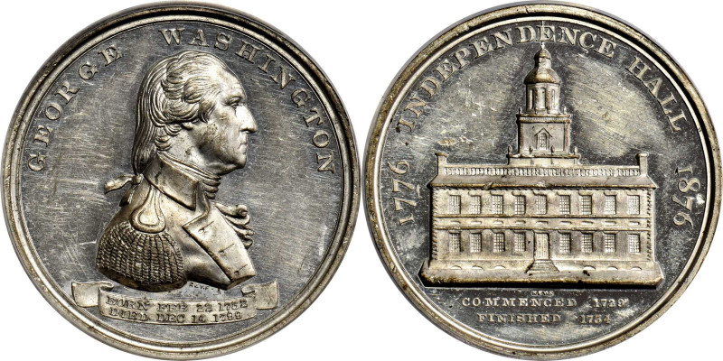 Circa 1876 Independence Hall medal. Bust right. Musante GW-908, Baker-392B, HK-4...