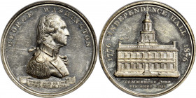 Circa 1876 Independence Hall medal. Bust right. Musante GW-908, Baker-392B, HK-41. White Metal. MS-62 (PCGS).

37.8 mm. Mostly brilliant with soft h...