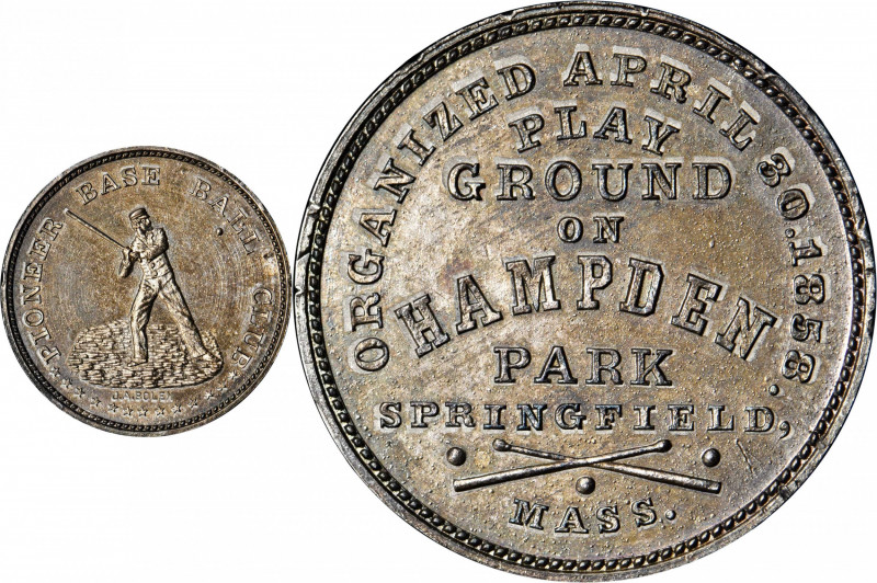 Undated (ca. 1861) Pioneer Baseball Club medal by J.A. Bolen. Musante JAB-1. Whi...