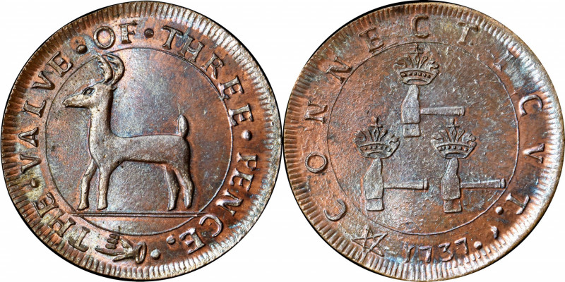 “1737” (ca. 1864) Higley Copy by J.A. Bolen. Musante JAB-10. Copper. MS-65 BN (P...