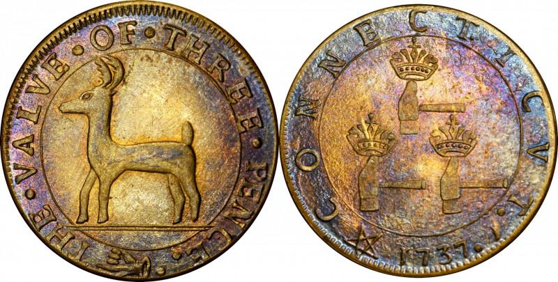 “1737” (ca. 1864) Higley Copy by J.A. Bolen. Musante JAB-10. Brass. MS-65 (PCGS)...