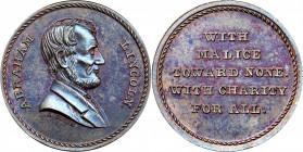 Undated (ca. 1865) Abraham Lincoln / With Malice Toward None medal by J.A. Bolen. Musante JAB-20. Copper. Marked “B 10 COPPER” on edge. MS-66 BN (PCGS...