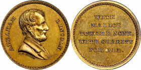 Undated (ca. 1865) Abraham Lincoln / With Malice Toward None medal by J.A. Bolen. Musante JAB-20. Brass. Marked “B 1 IN BRASS” on edge. MS-66 (PCGS)....