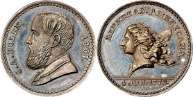 1867 J.A. Bolen Store Card / Libertas Americana. Musante JAB-30. Silver. Marked “B SILVER ONLY ONE STRUCK” on edge. MS-64 (PCGS).

25.4 mm. 183.7 gr...