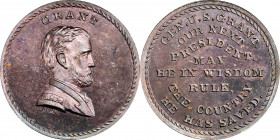 Undated (ca. 1868) Grant / Our Next President medal by J.A. Bolen. Musante JAB-32. Copper. MS-64 BN (PCGS).

25.3 mm. 148.3 grains. Pleasing light r...