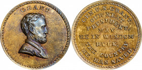 Undated (ca. 1868) Grant / Our Next President medal by J.A. Bolen. Musante JAB-32. Brass. Marked “B” on edge. MS-65 (PCGS).

25.3 mm. 138.4 grains. ...