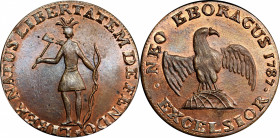 “1787” (ca. 1869) Excelsior Copper by J.A. Bolen. Musante JAB-36. Copper. MS-66 RB (PCGS).

26.5 mm. 159.6 grains. An exceptionally pretty example w...