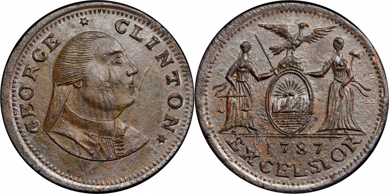 “1787” (ca, 1869) George Clinton Cent by J.A. Bolen. Musante JAB-37. Copper. Unc...