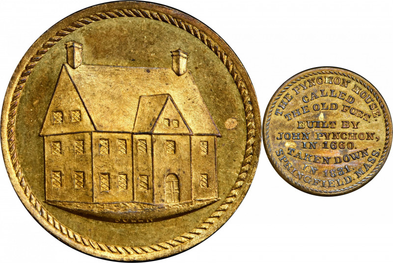 Undated (ca. 1881) Pynchon House medal by J.A. Bolen. Musante JAB-39. Brass. Unc...