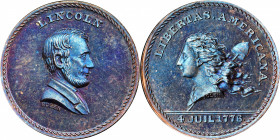 Undated (ca. 1867) Lincoln / Libertas Americana muling by J.A. Bolen. Musante JAB M-7. Copper. Marked “B 5” on edge. MS-66 BN (PCGS).

25.4 mm. 158....