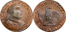 "1787" (ca. 1869) George Clinton / Eagle on Globe muling by J.A. Bolen. Musante JAB M-13. Copper. Marked “B 5 STRUCK” on edge. MS-67 RB (PCGS).

26....