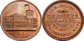 Undated (after 1862) U.S. Arsenal, Without Sun / J.A. Bolen Store Card muling. Musante JAB M/E-5. Copper. MS-64 BN (PCGS).

27.9 mm. 181.5 grains. L...
