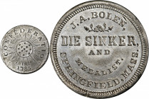 “1785" (ca. 1864) Confederatio Cent, Small Stars / J.A. Bolen Store Card muling. Musante JAB M/E-11. White Metal. MS-63 (PCGS).

27.9 mm. 124.5 grai...
