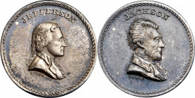 Undated (ca. 1872) Jefferson / Jackson Muling. Dies by J.A. Bolen. Musante JAB K-1. Silver. MS-62 (PCGS).

25.4 mm. 159.8 grains. Medium silver gray...