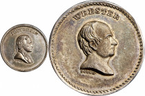 Undated (ca. 1872) Jefferson / Webster muling. Dies by J.A. Bolen. Musante JAB K-2. Silver. MS-63 (PCGS).

25.5 mm. 151.7 grains. Light gray silver ...