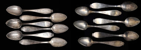Six Coin Silver Teaspoons. Engraved “BOLEN” on the handle, in script. By N. Howard. Extremely Fine.

A matched set of spoons, each with the maker's ...