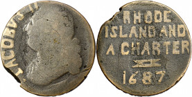 “1687” Rhode Island And A Charter Fantasy Re-engraved Copper. About as Made.

Engraved over a French Louis XVI 12 sols. The obverse pairs the inscri...