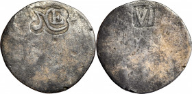 (ca. 1860-1900?) NE Sixpence Struck Copy. Newman Fabrication NH. Silver. VF-30.

22.2 mm. 31.4 grains. Mottled dark gray with lighter silver gray hi...