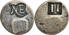 (ca. 1900?) NE “Twopence” Struck Copy. Newman-unlisted. Silver. EF-45.

16.3 mm. 26.1 grains. Coin turn. Dark gray toning, darker in the punched rec...