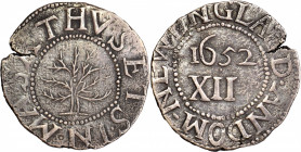 1652 (ca. 1963?) Oak Tree shilling struck copy. Newman Fabrication OD. Silver. EF-45.

25.2 mm. 71.6 grains. Coin turn. A dangerous counterfeit that...