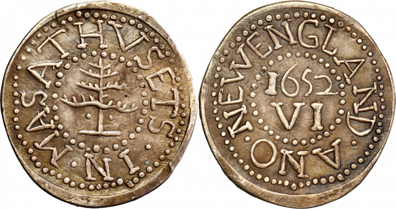 1652 (ca. early 20th century?) Pine Tree Sixpence Struck Copy. Noe-unlisted, New...