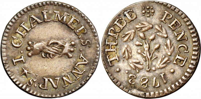 Electrotype. 1783 Chalmers Threepence. Copy of the Crosby Plate Coin. Essentiall...