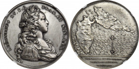 "1721" (ca. 1880-1898) Guadeloupe Fortified Medal. Paris Mint Restrike. Betts-148, Page-Divo 38. Silver. MS-62 (NGC).

41 mm. Edge marked (cornucopi...
