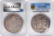1782 Frisian Recognition of American Independence Medal. Betts-602, var.. Silver. MS-62 (PCGS).

44 mm. Identical in design to the listed type, exce...
