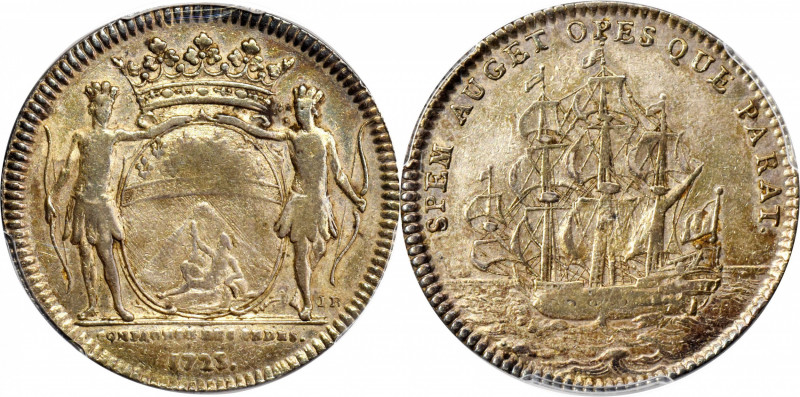 1723 Franco-American Jeton. Company of the Indies. Betts-113, Frossard-1. Silver...