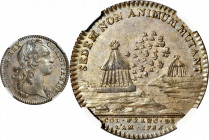 1756 Franco-American Jeton. The Migrating Hive. Betts-393, Breton-517, Frossard-Unlisted (WWC Wilson / Raymond Obverse T). Silver. Reeded Edge. AU-58 ...
