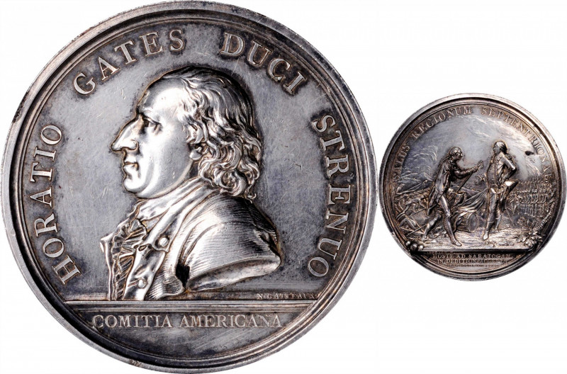 "1777" (19th Century) Horatio Gates at Saratoga Medal. Original Dies. Philadelph...