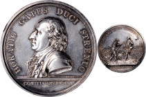 "1777" (19th Century) Horatio Gates at Saratoga Medal. Original Dies. Philadelphia Mint. By Nicholas Marie Gatteaux. Adams-Bentley 4, Betts-557, Julia...