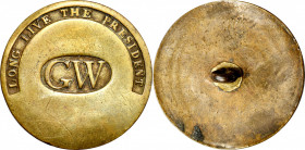 (1789) George Washington Inaugural Button. LONG LIVE THE PRESIDENT, Closely Spaced GW in Oval. Cobb-5, Albert WI-11A, DeWitt-GW 1789-7. Brass. Extreme...