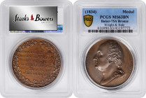 "1799" (ca. 1849) Birth Centennial Medal. Second Reverse. By Charles Cushing Wright. Musante GW-128, Baker-75A. Bronze. MS-63 BN (PCGS).

45 mm. A s...
