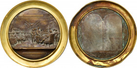 (circa 1858) Two-Sided Decorative Plaque of the Signing of the Declaration of Independence / Text of the Declaration. Brass and Copper. Very Fine.

...