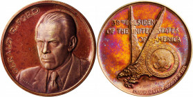 1974 Gerald R. Ford Inaugural Medal. Dusterberg-OIM 19G32p, MacNeil-GRF 1974-2. Gold. No. 59. Proof.

32 mm. 31.37 grams, 18 karat, 23.53 grams AGW....