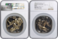 1985 Bursting the Bounds Medal. By Donald De Lue. Alexander-SOM 111.1. Bronze. MS-67 (NGC).

74 mm x 74 mm x 24 mm, square. From a reported mintage ...