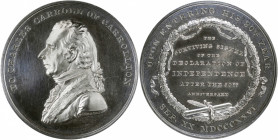 1826 Charles Carroll Medal. By Christian Gobrecht. Julian PE-6. Silver. Mint State.

51 mm. 50.08 grams. Brilliant surfaces are reflective in the fi...
