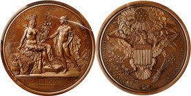 "1776" (1876) United States Diplomatic Medal. By Augustin Dupre. U.S. Mint Copy Dies by Charles E. Barber. Julian CM-15. Bronze. Specimen-66 (PCGS).
...