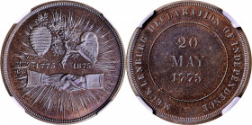 1875 Mecklenburg Centennial Medal. By William Barber. Julian CM-28, Swoger-2b. Bronze. MS-66 BN (NGC).

30 mm. This richly original premium Gem exhi...